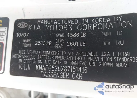 2008 Kia Rondo Lx V6 из США, поврежденный, VIN KNAFG526X87151416